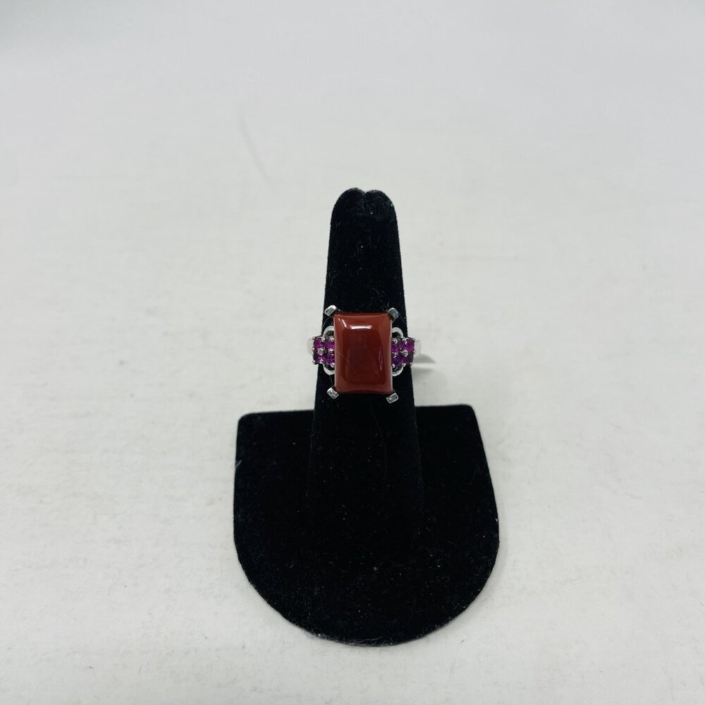Shop LC Karis Collection Red Agate/Simulated Red Diamond Size 7 Ring 5250
